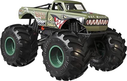 Hot Wheels Monster Trucks 1:24 Scale Vehicles, Collectible Die-Cast Metal Toy Trucks with Giant Wheels & Stylized Chassis, Gift for Kids Ages 3 Years Old & Up