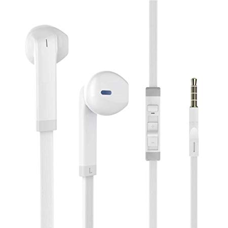 BYZ Stereo Earbuds in Ear Headphones,Wired Earphones with Microphone and Volume Control for iOS Android,White