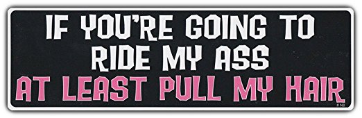 Funny Bumper Sticker: If You're Going To Ride My A$$, At Least Pull My Hair