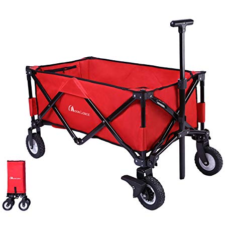 Moon Lence Folding Wagon Collapsible Garden Shopping Cart Outdoor Utility Wagon Heavy Duty Beach Wagon