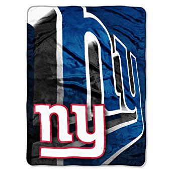 NFL New York Giants 60-Inch-by-80-Inch Micro Raschel Blanket, "Bevel" Design