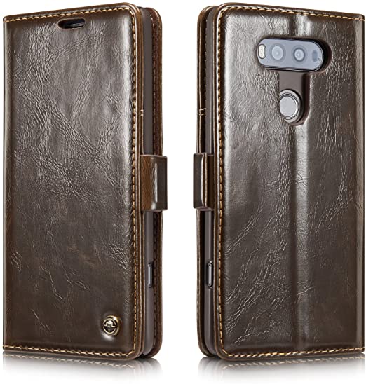 LG V20 Case, Bpowe LG V20 PU Leather Wallet Phone Case [Card Slot] [Flip] [Wallet] [Stand] Magnetic Closure Folio Flip Case for LG V20 Case (Brown)