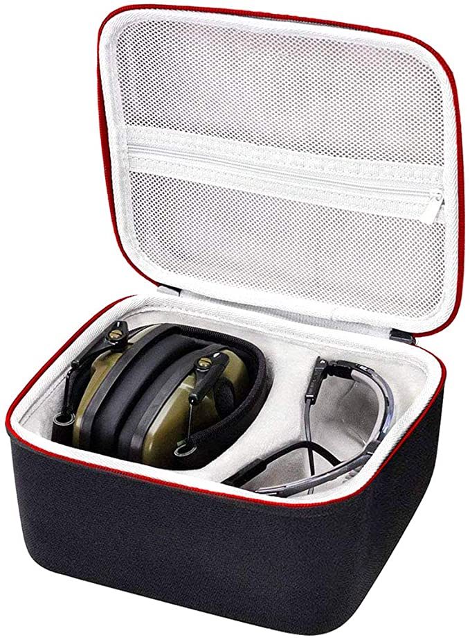 Asafez Hard Carrying Case Compatible with Howard Leight Honeywell Impact Sport Sound Amplification Electronic Shooting Earmuff and Genesis Sharp-Shooter Shooting Glasses