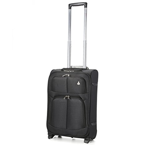 Aerolite Super Lightweight Travel Carry On Cabin Hand Luggage Suitcase with 2 Wheels, Approved for Ryanair, Easyjet, British Airways, Virgin Atlantic, Flybe and Many More, 21", Black
