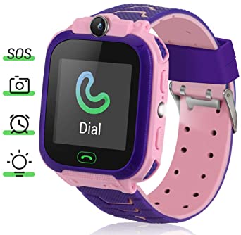 Kids Smart Watch, 1.44'' Touch Screen Kids Smart Watches with LBS Tracker Games SOS Call Camera Flashlight Smart Watch for Kids, Kids Phone Watches Compatible with iOS & Android (Pink)