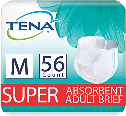 Tena Incontinence Briefs, Uni-Sex Fit, Super Absorbency, Medium, 56 Count