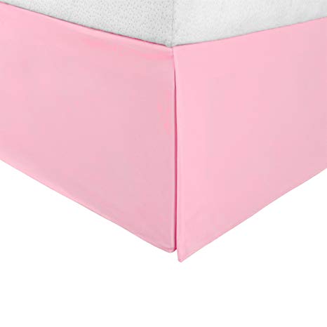 Superior Infinity Luxury Soft 100% Brushed Microfiber Tailored Bed Skirt with 15” Drop, Wrinkle Resistant with Pleats and Split Corners - Queen Bedskirt, Pink