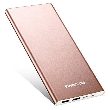 Apple Lightning Power Bank, Poweradd Pilot 4G 10000mAh External Battery Dual Input (Micro USB Cable & Apple 8-Pin Cable Included) for iPhone, iPad, iPod, Samsung Galaxy, and More - Gose Golden