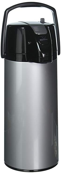 Zojirushi AASB-22BSV Premier Air Pot Beverage Dispenser, 2.2 Liters, Silver, Made in Japan