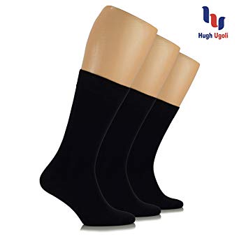 Hu Socks - Hugh Ugoli Women's Dress Crew Socks Bamboo Viscose Thin Business Casual Comfort SeamToe Solid Color.