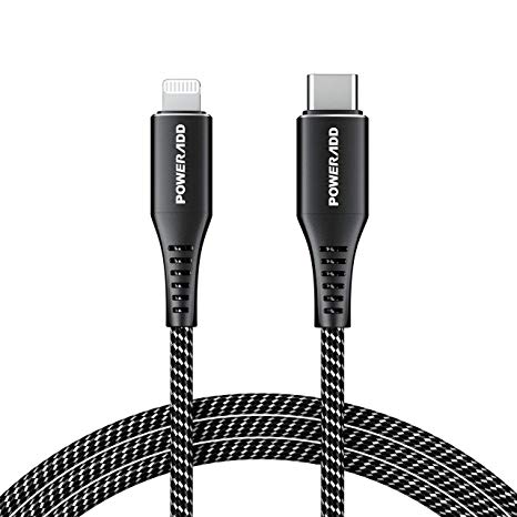 POWERADD USB C to Lightning Cable 3.3ft [Apple MFi Certified] Nylon Braided Fast Charging and Sync Cord for iPhone Xs Max/XS/XR/X/8 Plus/8, MacBook, iPad and More(Support Power Delivery)