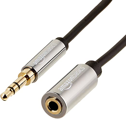 AmazonBasics 3.5mm Male to Female Stereo Audio Extension Adapter Cable - 6 Feet