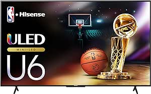 Hisense 65-Inch Class U6 Series Mini-LED ULED 4K UHD Google Smart TV (65U6N, 2024 Model) - QLED, Motion Rate 240, HDR 10 , Full Array Local Dimming, Game Mode Plus, Alexa Compatibility