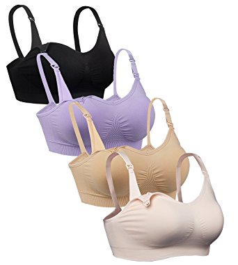 iLoveSIA Womens Seamless Sleep Nursing Bra for Breastfeeding Clip Down Maternity Bras Pack of 4