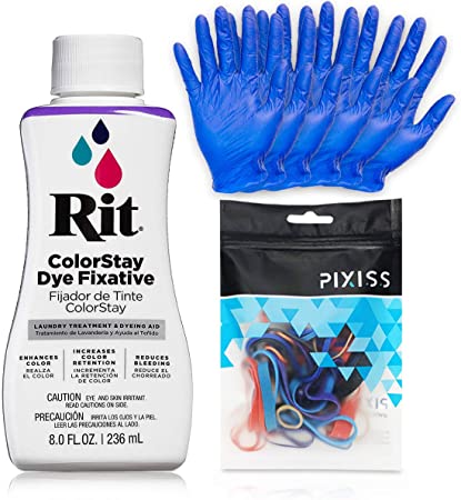 Rit Dye Color Stay Fixative Bundle with Gloves and Rubber Bands