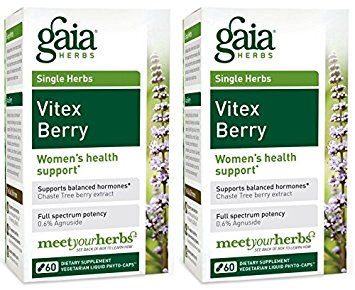 Gaia Herbs Vitex Berry Liquid Phyto-Capsules, 60 Count (Pack of 2)