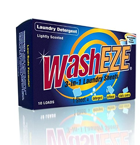 WashEZE 3-in-1 Laundry Detergent Sheets - Scented, 20 Count (The Perfect Travel Laundry Detergent)