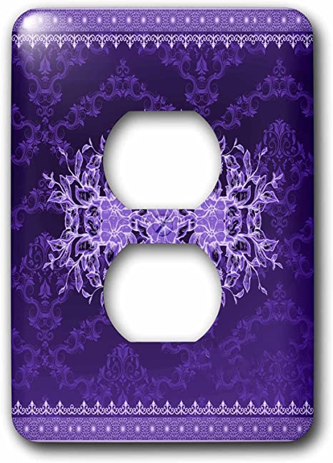 3dRose lsp_77727_6 Pretty Deep Purple Vintage Floral Design 2 Plug Outlet Cover