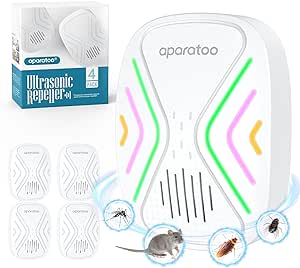 Ultrasonic Pest Repeller 4 Pack,Rat Traps Mosquito Repellent Mouse Repellent with 4 Modes,Pest Control Ultrasonic Repellent Plug in, Insect Repellent for Mosquito, Mice, Spider, Roach, Ant, Rat, Flea