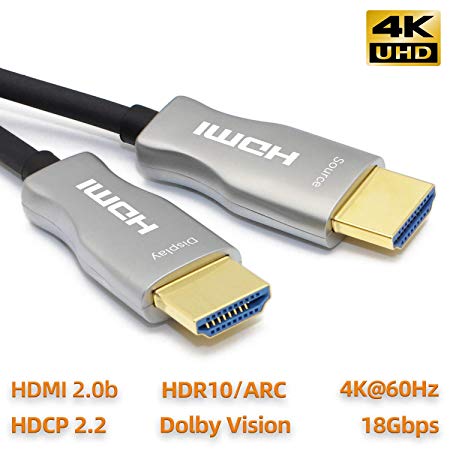 MavisLink Fiber Optic HDMI Cable 35ft 4K 60Hz HDMI 2.0 Cable 18Gbps HDMI Cord Support ARC HDR HDCP2.2 3D Dolby Vision for Blu-ray/TV Box/HDTV / 4K Projector/Home Theater