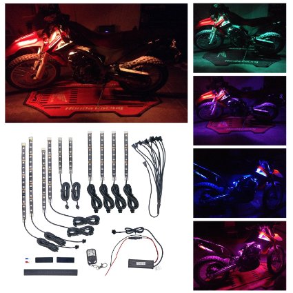 Ptatoms Wireless Remote Controller Million Colors Accent Neon 102 LED lights 10pcs 15 Color RGB LED Flexible Motorcycle Lights Kit