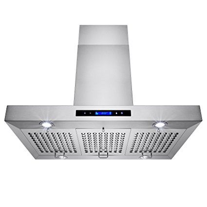 AKDY New 36" European Style Island Mount Stainless Steel Range Hood Vent Touch Control