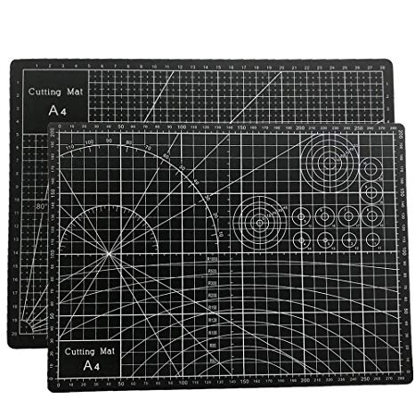 Tukcherry 9" x 12" Professional Self Healing Double Sided Durable Non-Slip PVC Cutting Mat Scrapbooking, Quilting, SewingArts & Crafts(Black, A4 (12 x 9)