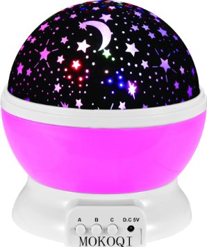 Night Lighting Lamp  4 LED Beads 3 Model Light 49 FT 15 M USB Cord  Romantic Rotating Cosmos Star Sky Moon Projector  Rotation Night Projection for Children Kids Bedroom Pink