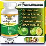 WiseLifeNaturals Fat Burner and Total Appetite Control Number One Weight Loss Formula Dr Recommended 180 Caps with Pure Garcinia Cambogia Extract 1500 mg - 3000mg Daily Ranked Best Formula of all Diet Pill Kits That Works