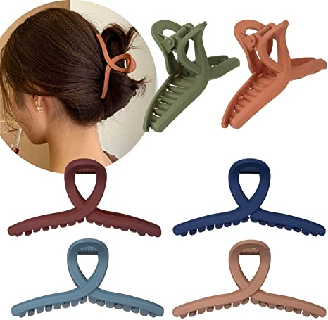 Whaline Hair Claw Clip 6 Color Hair Jaw Clamp Clips 4.3 Inch Nonslip Hair Claw Strong Hold Matte Butterfly Clip Clamp Hair Styling Accessories for Women Girls Thin Thick Fine Hair