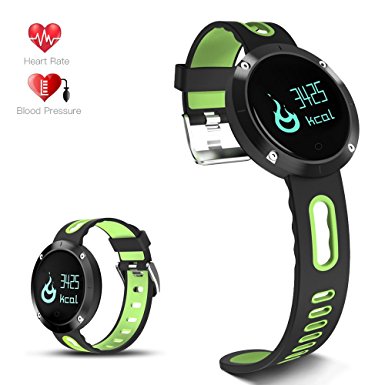 Smart Fitness Watch with Blood Pressure Monitor,Evershop IPX67 Waterproof Fitness Tracker with Heart Rate Monitor Sleep Tracker Pedometer for iOS and Android(Black/Green)