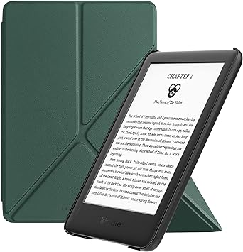 MoKo Case Fits 6" All-New Kindle (11th Generation-2022 Release), Origami Standing Shell Cover with Magnetic PC Back Cover for Kindle 2022 11th Gen e-Reader, Dark Green