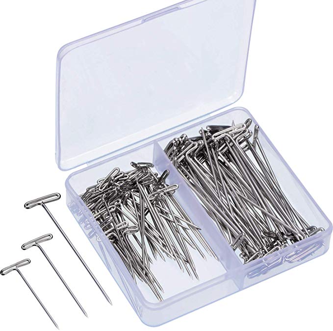 Blulu Steel T-pins for Blocking Knitting, Modelling and Crafts 150 Pieces (2 Inch, 1-1/2 Inch, 1-1/4 Inch)