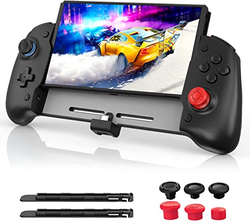 NexiGo Gripcon, Enhanced Switch/Switch OLED Controller for Handheld Mode, Ergonomic Controller for Nintendo Switch OLED with 6-Axis Gyro, Mapping and Turbo Function, Black