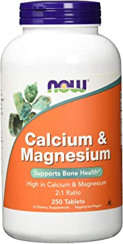 Now Foods I Calcium and Magnesium I Ratio 2 to 1 I Highly Potentiated I 250 Tablets I Vegetarian I Vegan