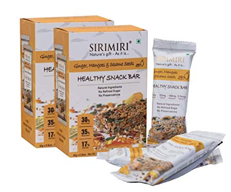 SIRIMIRI Nutrition Bar - Ginger & Mangoes - Pack of 12 (Each 40 gm)