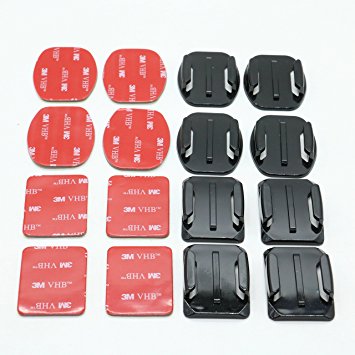 Pack Of 16 Helmet 3M Adhesive Pads Sticker Flat Curved Mounts Accessories kit for GoPro Hero 5/5s/4/3 /3 By IDS