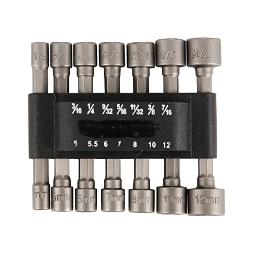 XCSOURCE 14pcs Power Nut Driver Drill Bit Set Metric Socket Wrench Screw 1/4" Hex BI145