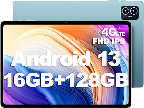 TECLAST M50HD 10.1 Inch Tablet Android 13, Octa-Core 16GB RAM 128GB ROM/TF 1TB, 4G LTE 2.4G/5G WiFi, 1920x1200 IPS FHD Gaming Tablet, BT5.0|5MP 13MP|GMS|GPS|Widevine L1|435g|Metal