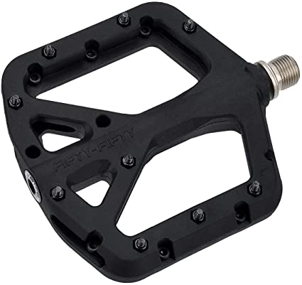 FIFTY-FIFTY Mountain Bike Pedals, Non-Slip MTB Nylon Fiber Pedals, 9/16" Bicycle Pedals, Lightweight and Wide Flat Platform Pedals