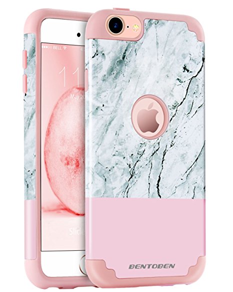 iPod Touch 5 Case, iPod 6 Case Marble, BENTOBEN Marble Design Ultra Slim Dual Layer Hybrid Hard PC Flexible Soft Silicone Scratch Resistant Protective Case for iPod Touch 5 6th Generation, Rose Gold