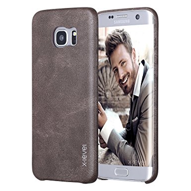 Galaxy S7 Edge Case,X-Level [Vintage Series] PU Leather Resilient Back Cover for Samsung Galaxy S7 Edge (Brown)