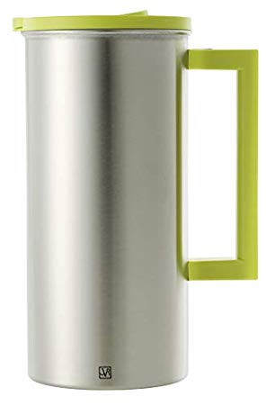 JVR Stainless Steel Water Pitcher with Lid | 1.6-L / 57-oz Thermal Carafe for Water, Coffee, Juice, Ice Tea, Lemonade, Sangria & Milk | BPA-Free, Premium Stainless Steel Pitcher with Handle | Lime
