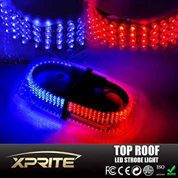 Xprite Blue & Red 240 LED Law Enforcement Emergency Hazard Warning LED Mini Bar Strobe Light with Magnetic Base