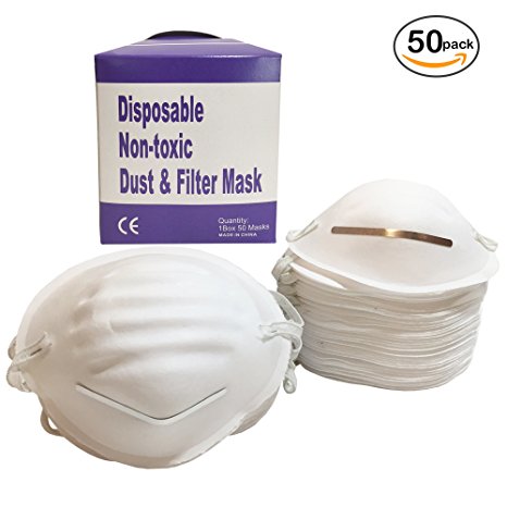 Mama Jo's Disposable Dust Mask - Universal Fit - All Purpose Filter Allergy Mask for Work, Gardening, Home & Outdoor Projects (50 - Anti Dust Mask)
