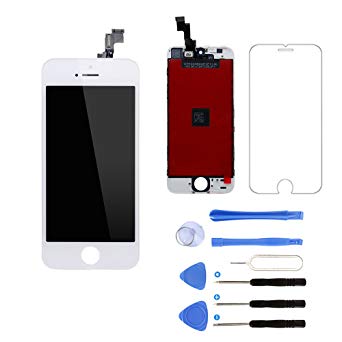 For iPhone 5S White LCD Touch Screen Display Digitizer Replacement,Touch screen replacement,Free Repair Tools and Screen Protector Glass(4.0 inch)