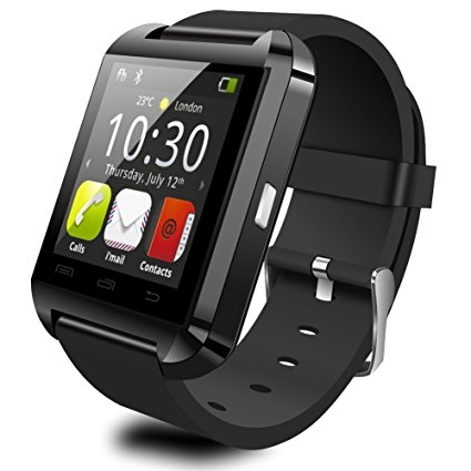 U-watch U8S Smart Watch, Dingtool Uwatch U8S Bluetooth 3.0 Smartwatch for IOS iPhone 6,iPhone 6 Plus,iPhone 5s 5c 5 4s 4 Android Samsung S2 S3 S4 S5 Note 2 Note 3 Note 4 HTC Sony Blackberry Smartphone (non-waterproof) (Black)