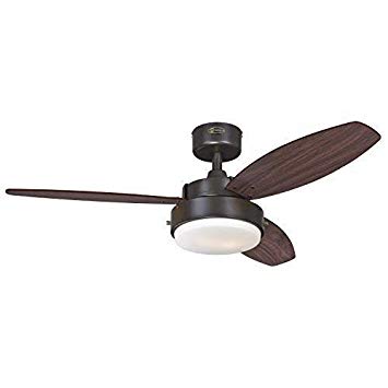 Westinghouse Lighting Three-Blade Indoor Ceiling Fan (42", Bronze Finish with Two-Light Opal Frosted Glass)