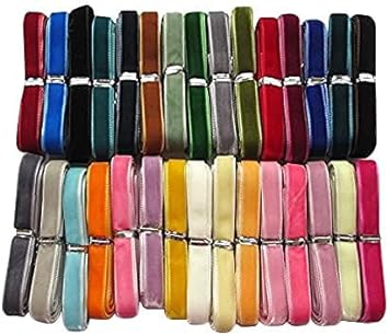Chenkou Craft 30 Yards 1/4" Velvet Ribbon Total 30 Colors Assorted Lots Bulk (Multicolored, 1/4"(6mm))