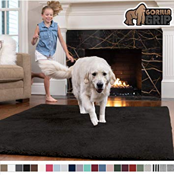Gorilla Grip Original Faux-Chinchilla Rug, 5x7 Feet, Super Soft and Cozy High Pile Washable Carpet, Modern Rugs for Floor, Luxury Shag Carpets for Home, Nursery, Bed and Living Room, Black